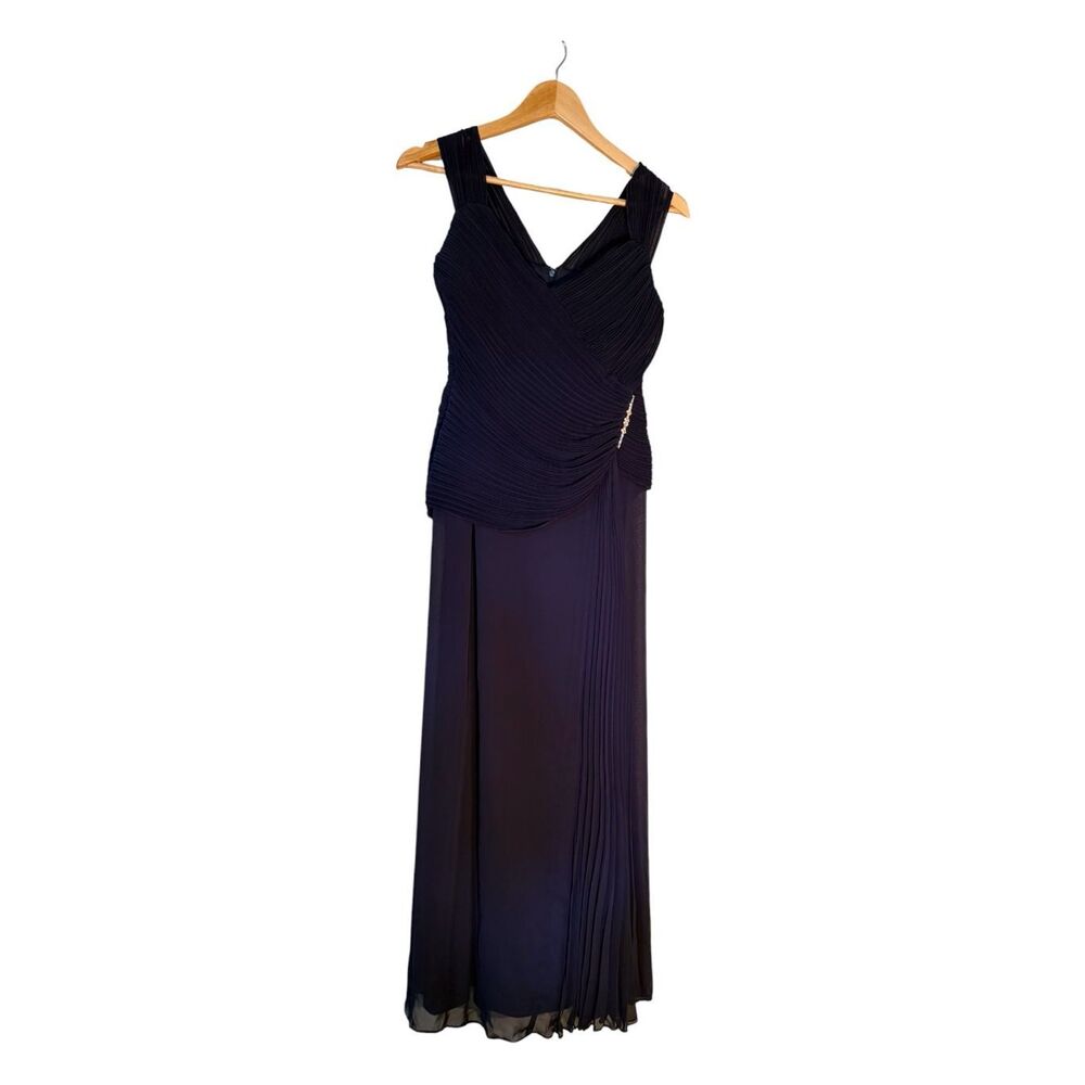 David's Bridal Pleated Top Formal Gown Plum Purple Mother Of The Bride Glam Sz 8